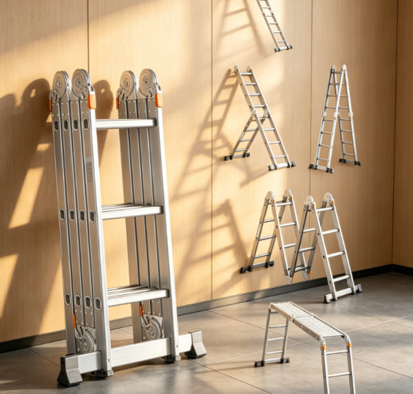 7-in-1 Multifunctional Folding Telescopic Ladder | A-Frame Ladder + Scaffolding Board